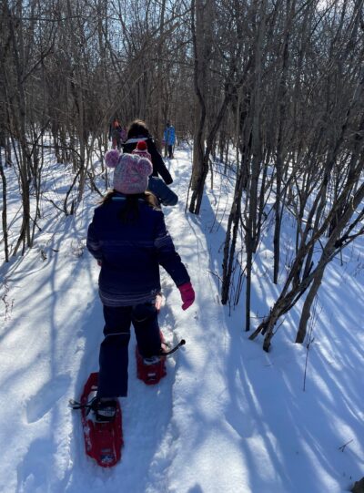 Snowshoeing on rare's Trails. Photo by Michelle MacMillan